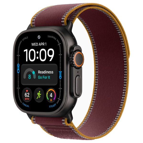 Apple Watch Series Ultra 4 49mm Black Titanium Case with Burgundy Trail Loop S/M